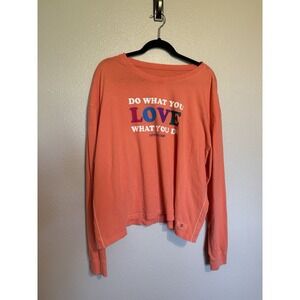 Life Is Good Plus Size XXL Orange Do What You Love Graphic Long Sleeve Knit Top